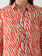 Fiery Zebra Print Georgette Shirt