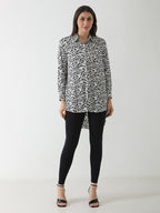 Monochrome Animal Print Long Shirt