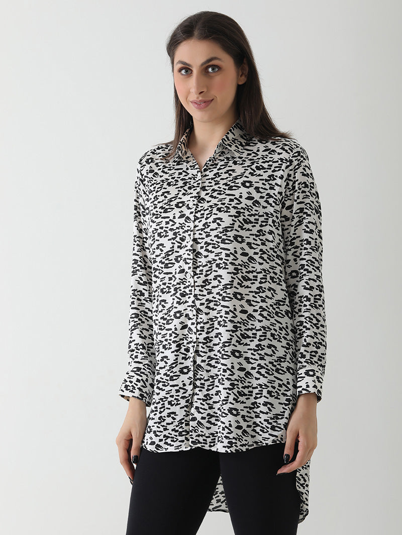 Monochrome Animal Print Long Shirt