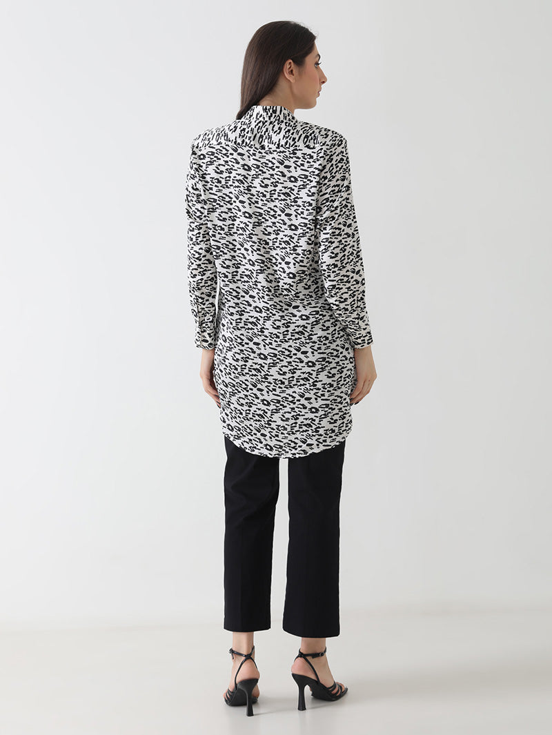 Monochrome Animal Print Long Shirt