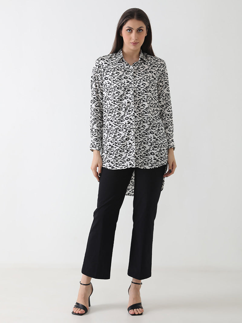 Monochrome Animal Print Long Shirt