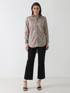 Neon Zebra Print Satin Shirt