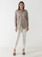 Neon Zebra Print Satin Shirt