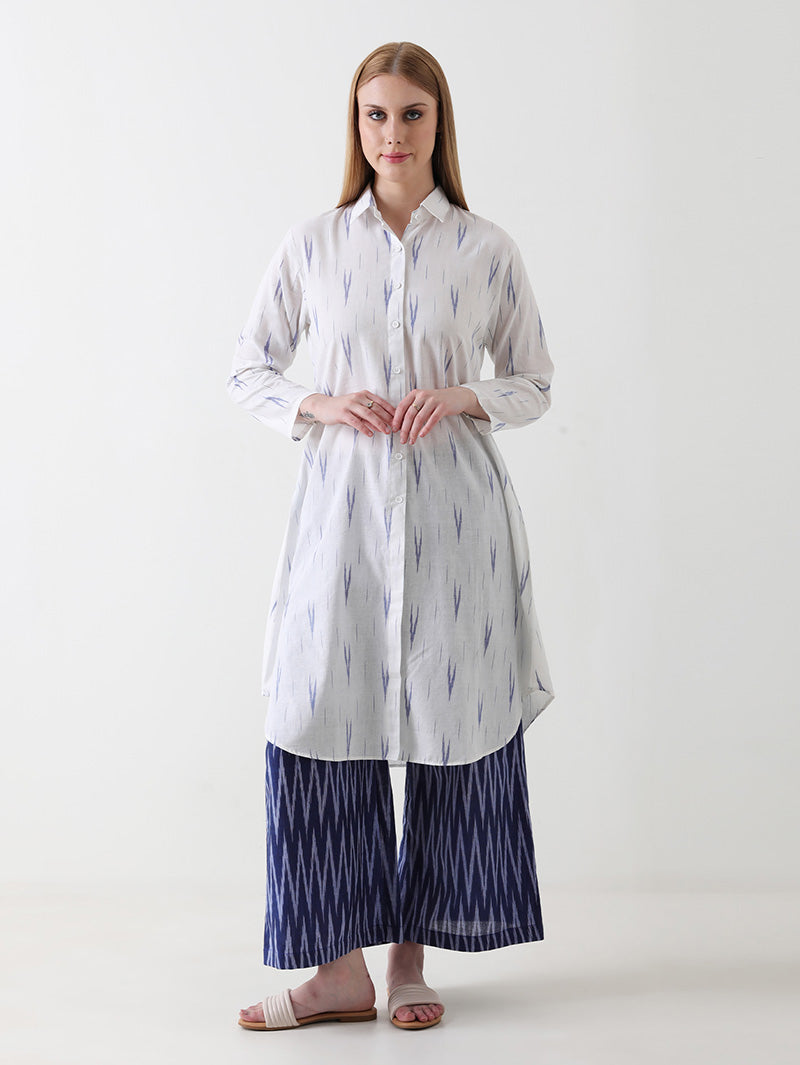 Indigo Whisper Ikkat Kurta Pant Set