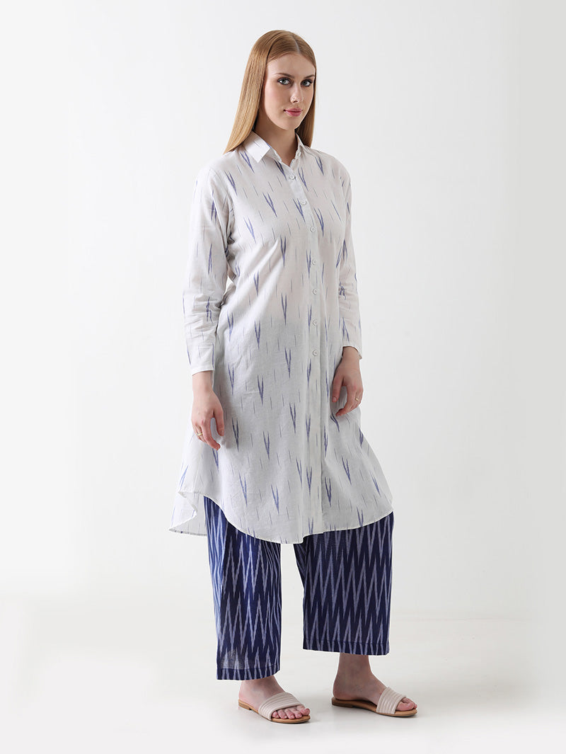 Indigo Whisper Ikkat Kurta Pant Set