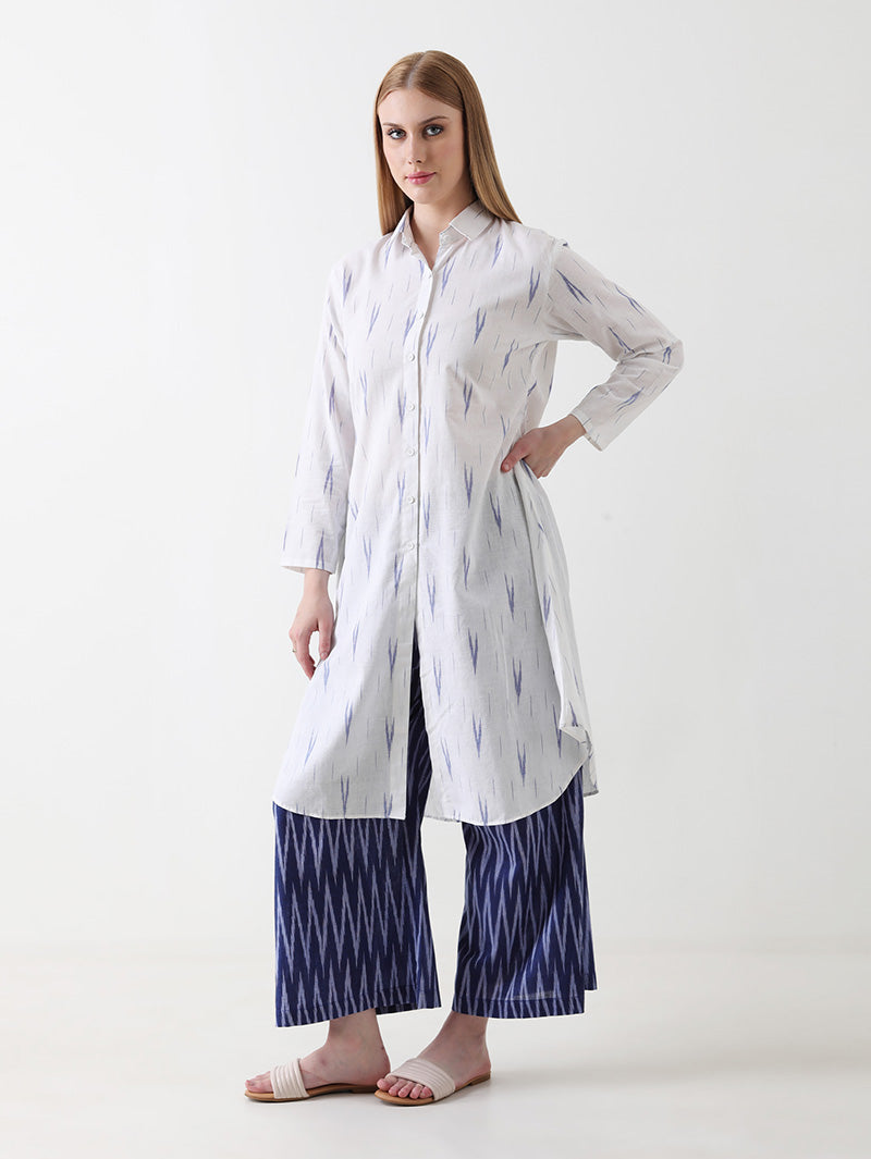 Indigo Whisper Ikkat Kurta Pant Set