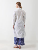 Indigo Whisper Ikkat Co-ord Set