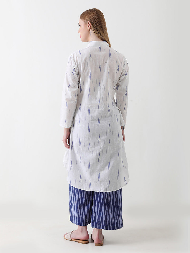 Indigo Whisper Ikkat Kurta Pant Set