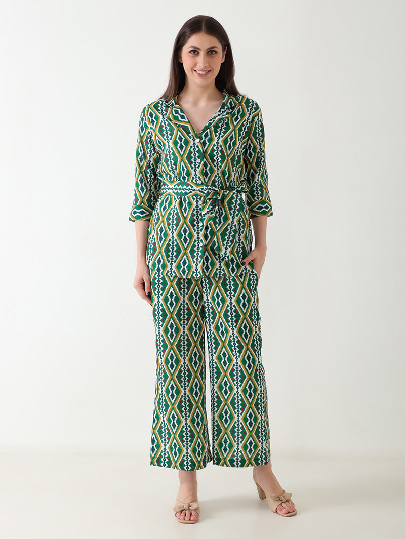 Emerald Ikat Linen Co-ord Set