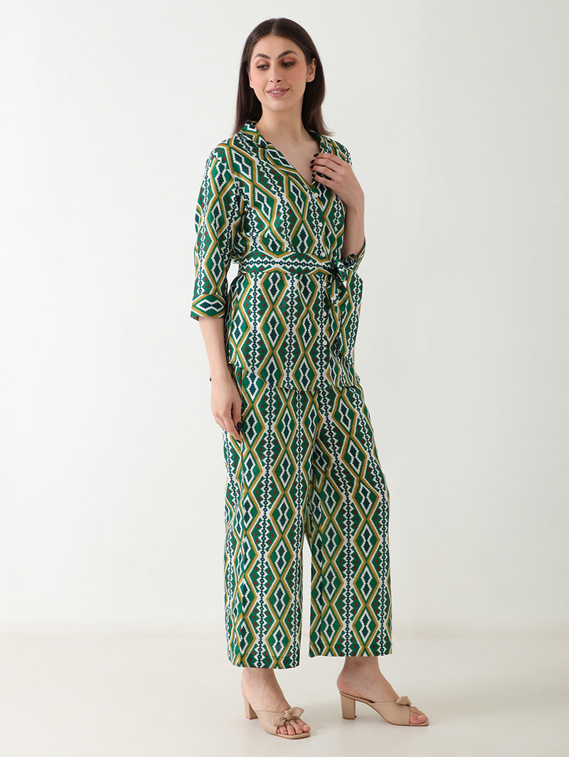 Emerald Ikat Linen Co-ord Set