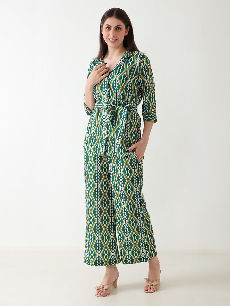 Emerald Ikat Linen Co-ord Set