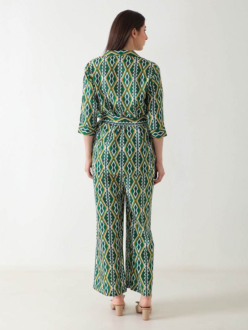 Emerald Ikat Linen Co-ord Set
