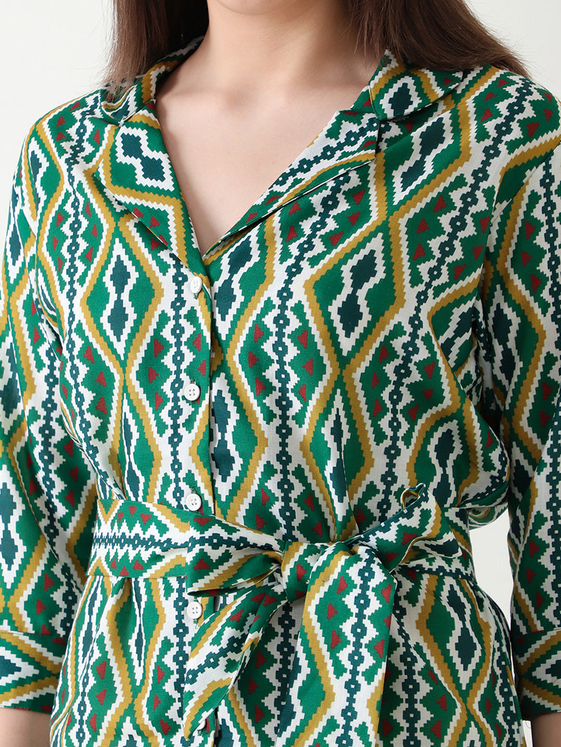Emerald Ikat Linen Co-ord Set