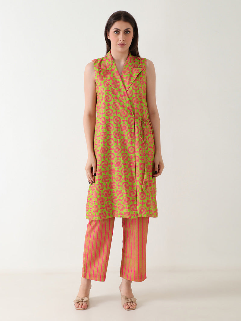Coral Gleam Linen Co-ord Set