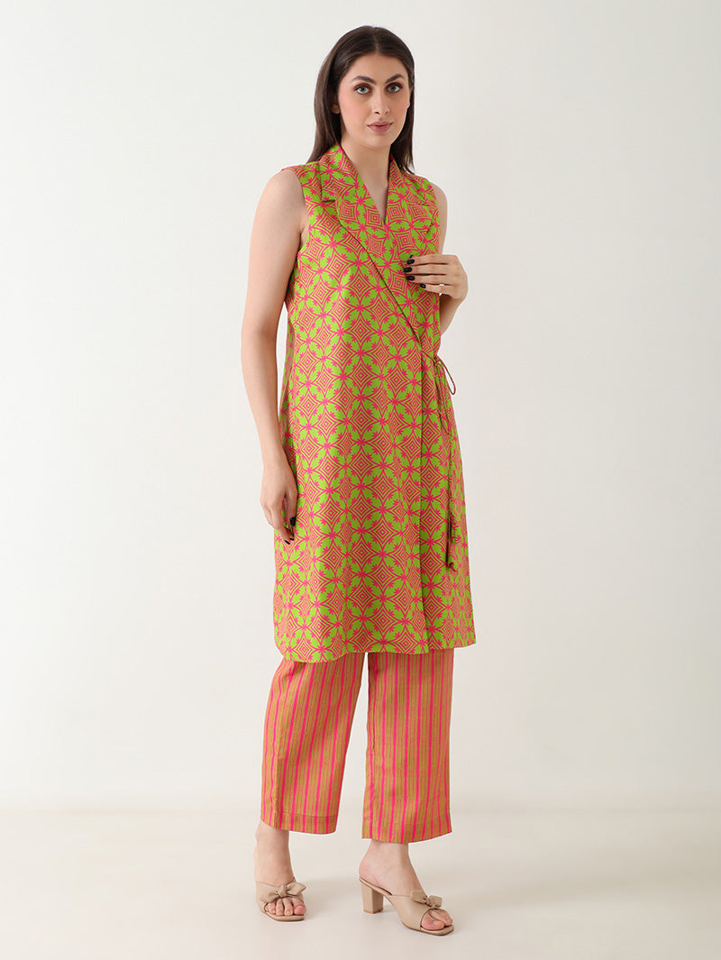 Coral Gleam Linen Co-ord Set