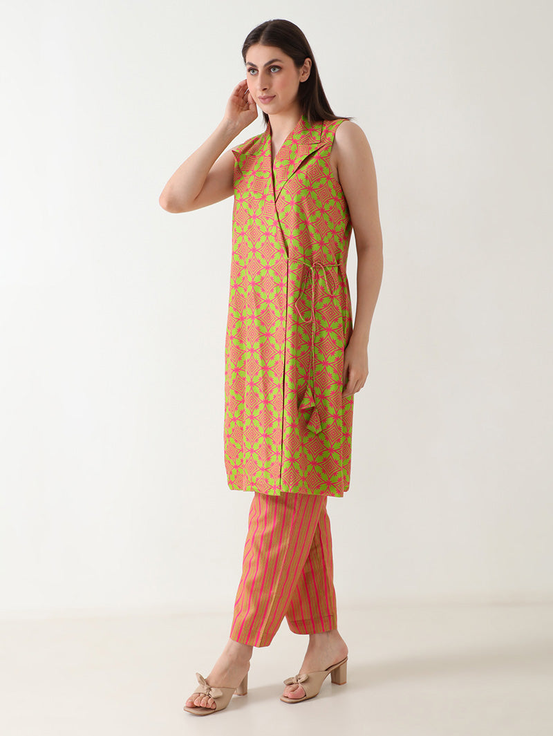 Coral Gleam Linen Co-ord Set