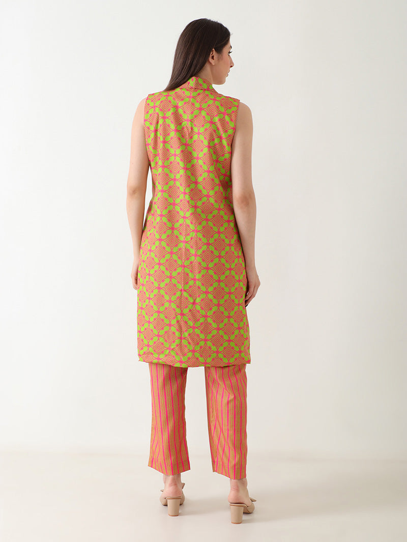 Coral Gleam Linen Co-ord Set