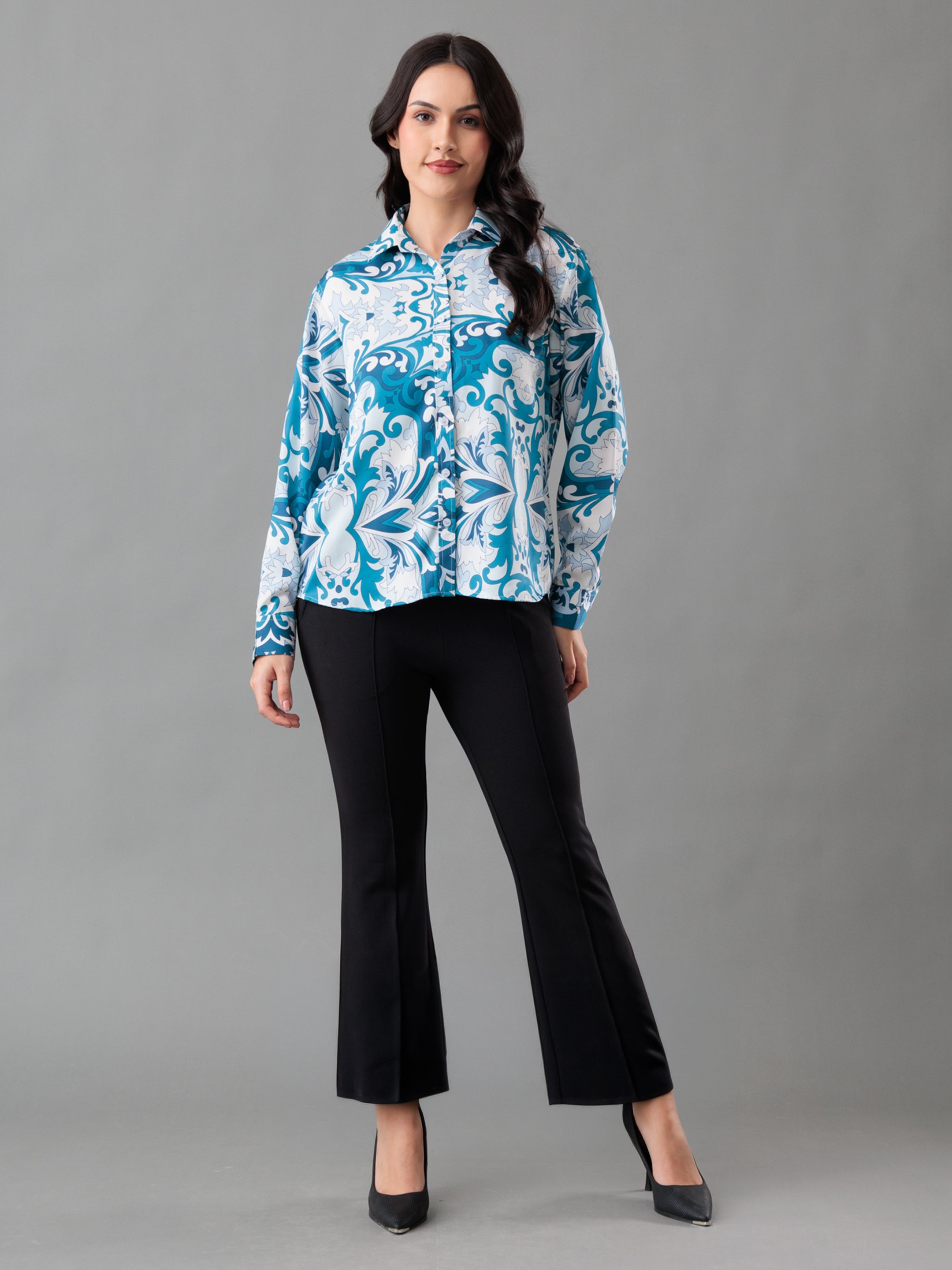 Oceana Print Satin Shirt
