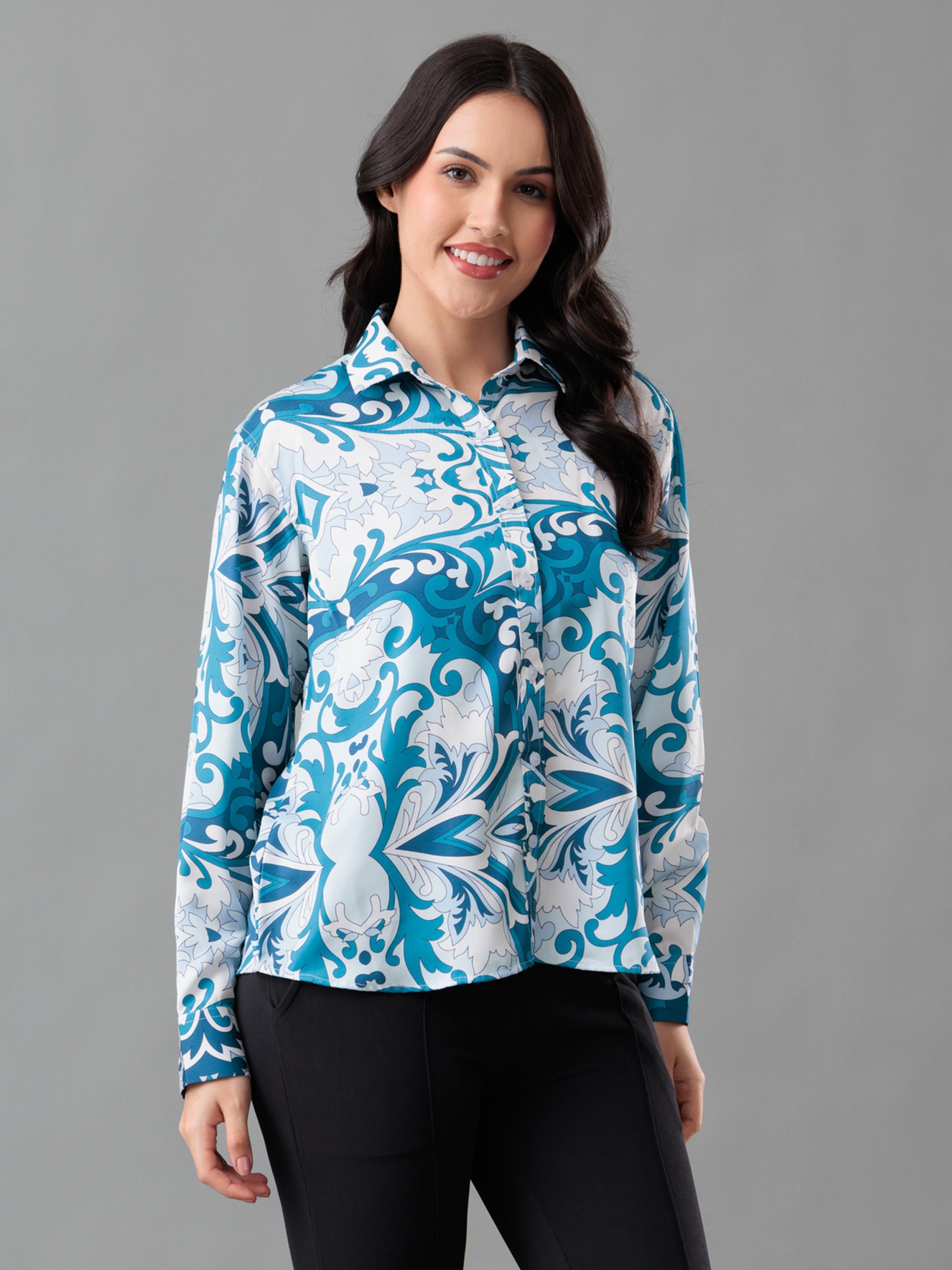 Oceana Print Satin Shirt