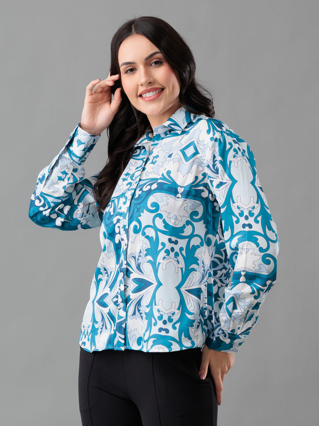 Oceana Print Satin Shirt