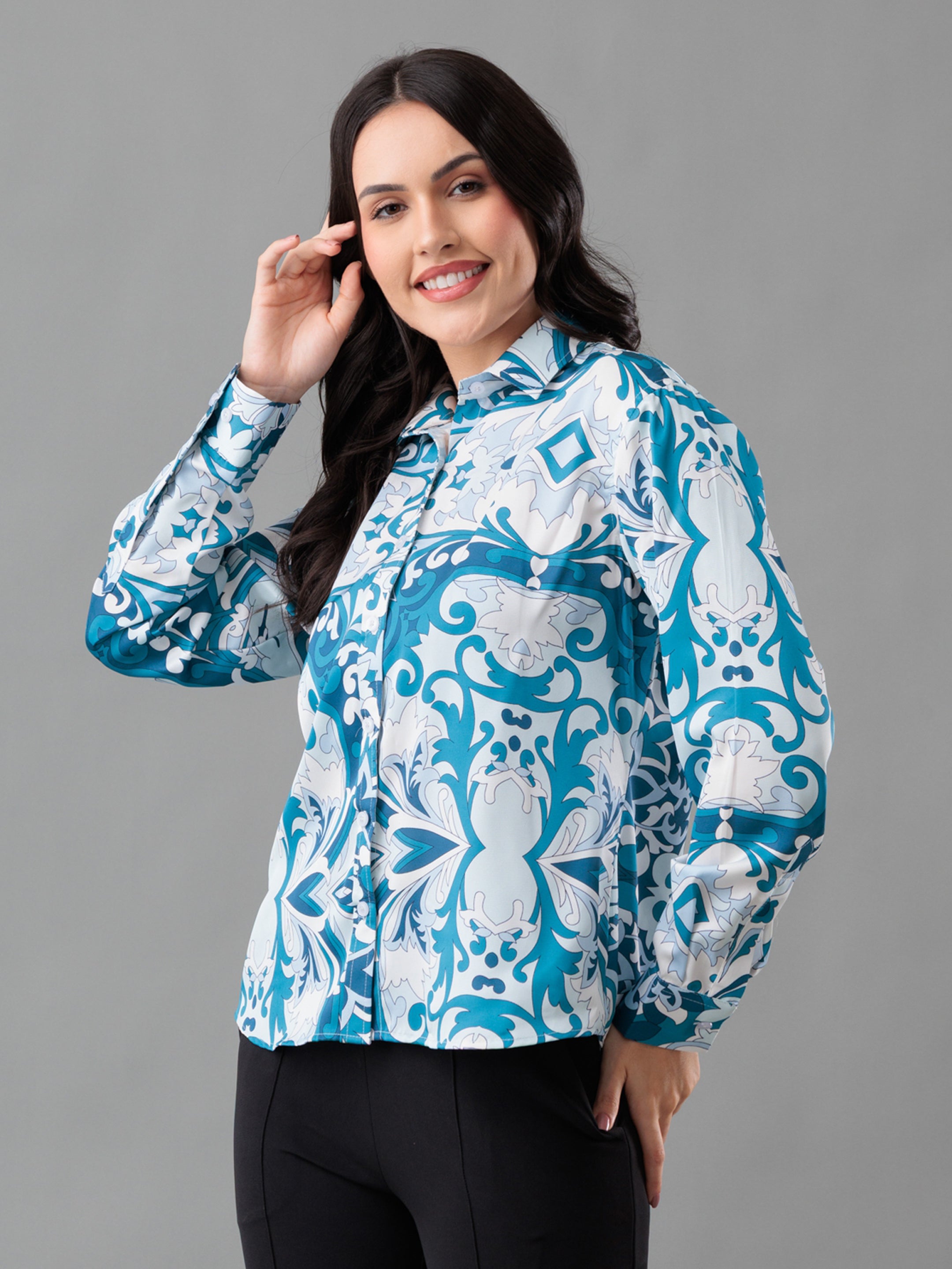 Oceana Print Satin Shirt