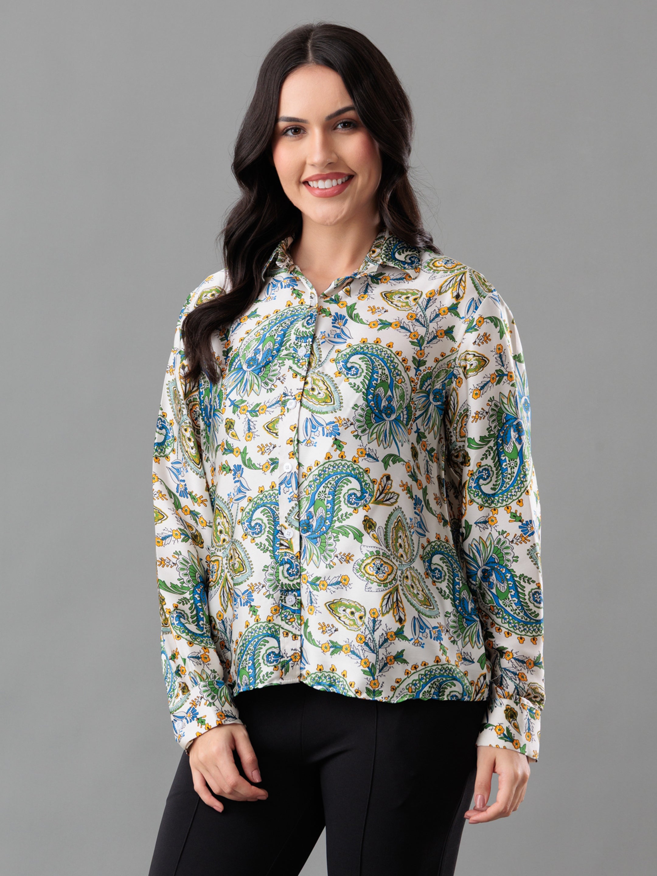 Ivory Bloom Satin Shirt