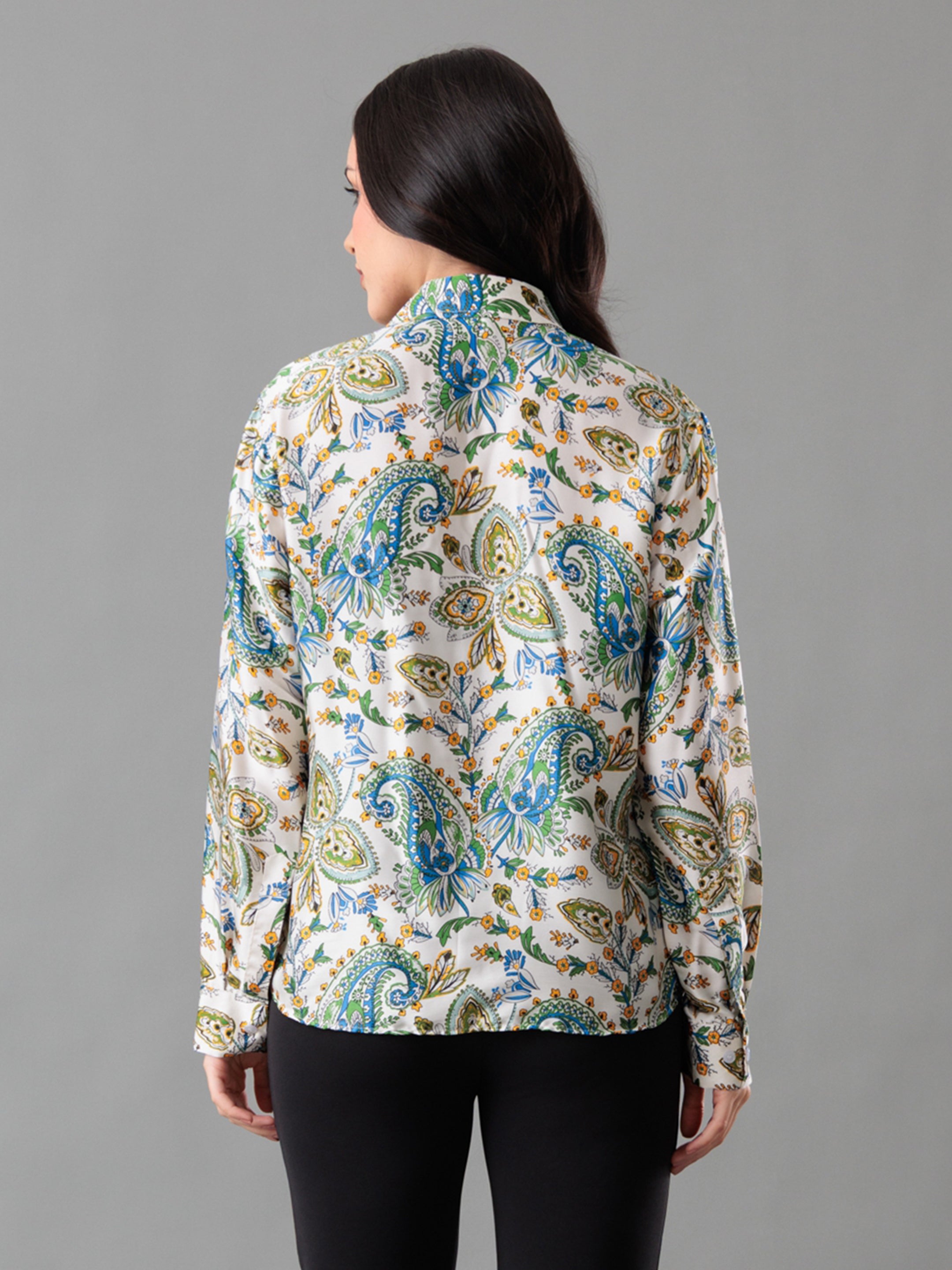 Ivory Bloom Satin Shirt