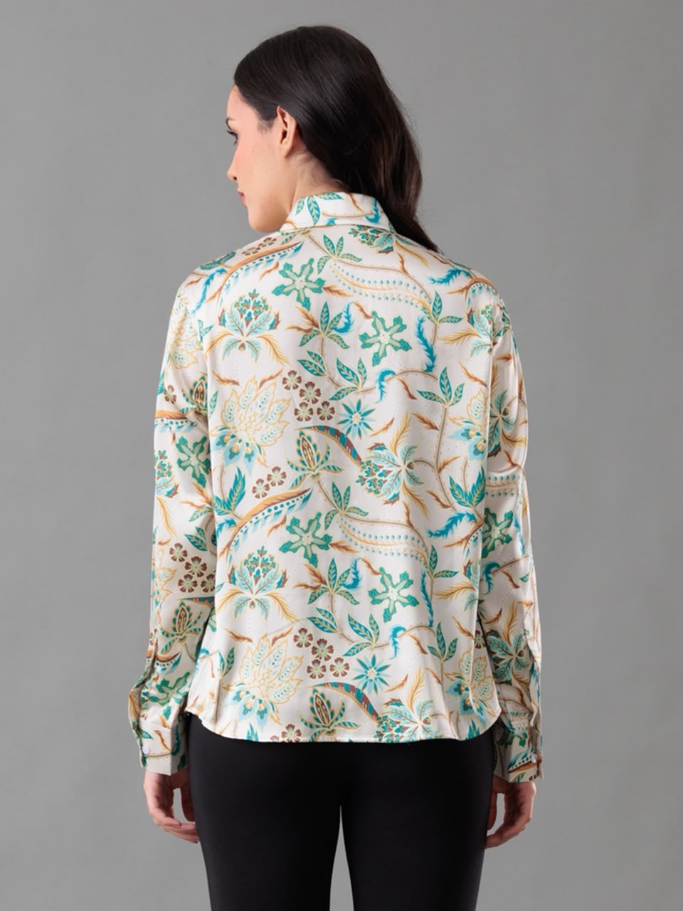 Ivory Bloom Satin Shirt