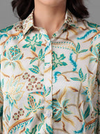 Ivory Bloom Satin Shirt