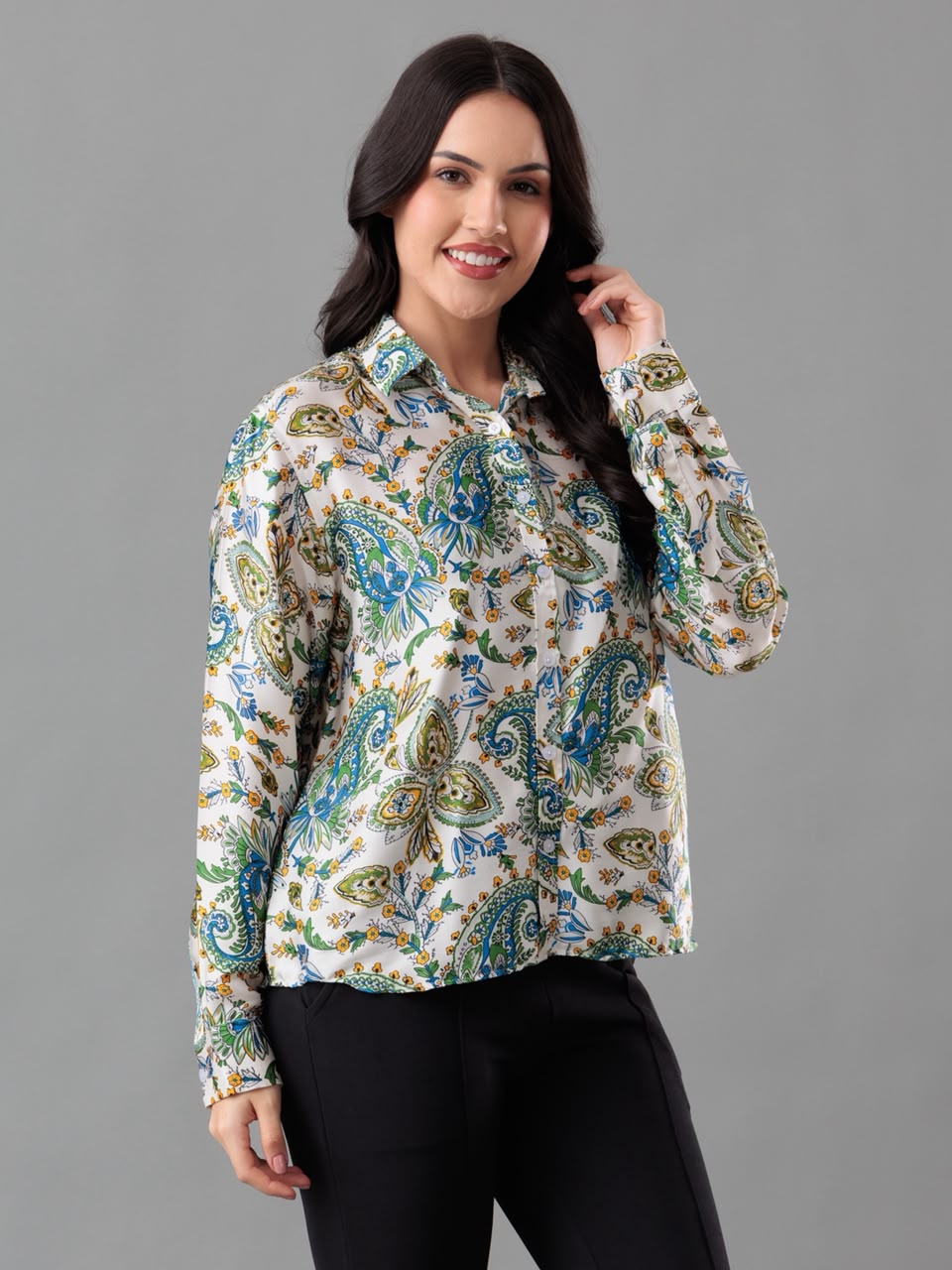 Azure Paisley Bloom Shirt