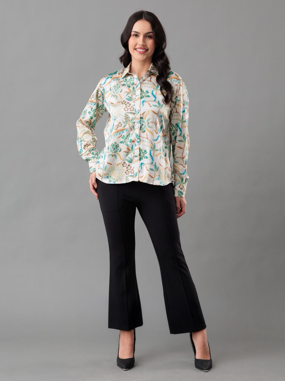 Ivory Bloom Satin Shirt