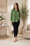 Emerald Abstract Satin Shirt