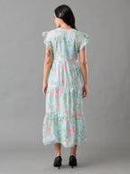 Mint Floral Tiered Maxi Dress