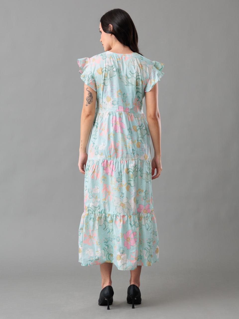 Mint Floral Tiered Maxi Dress