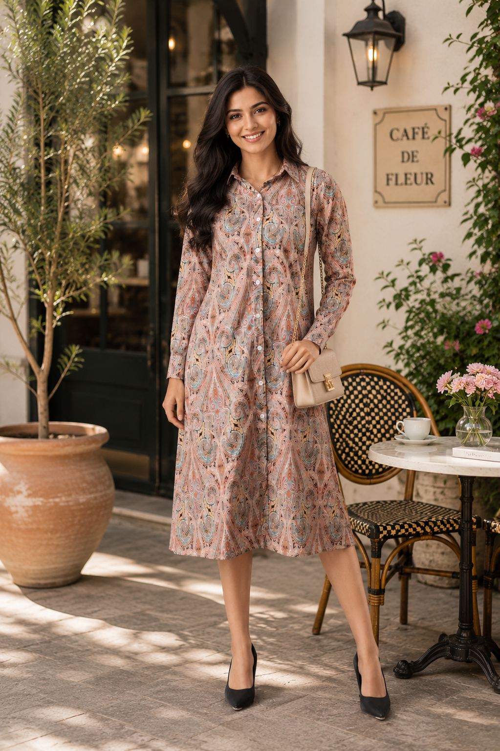 Blush Paisley Midi Dress