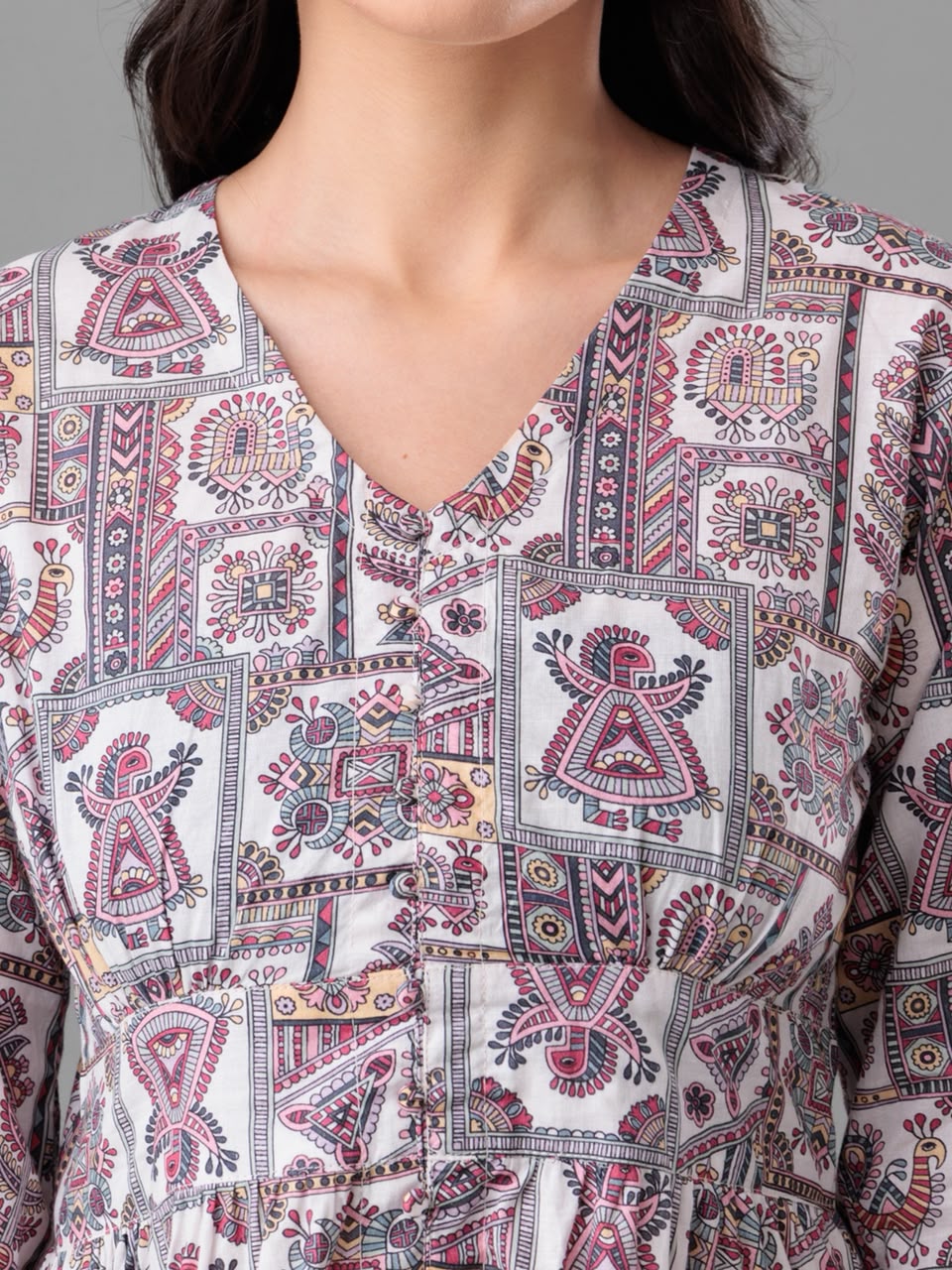 Vintage Motif Maxi Dress