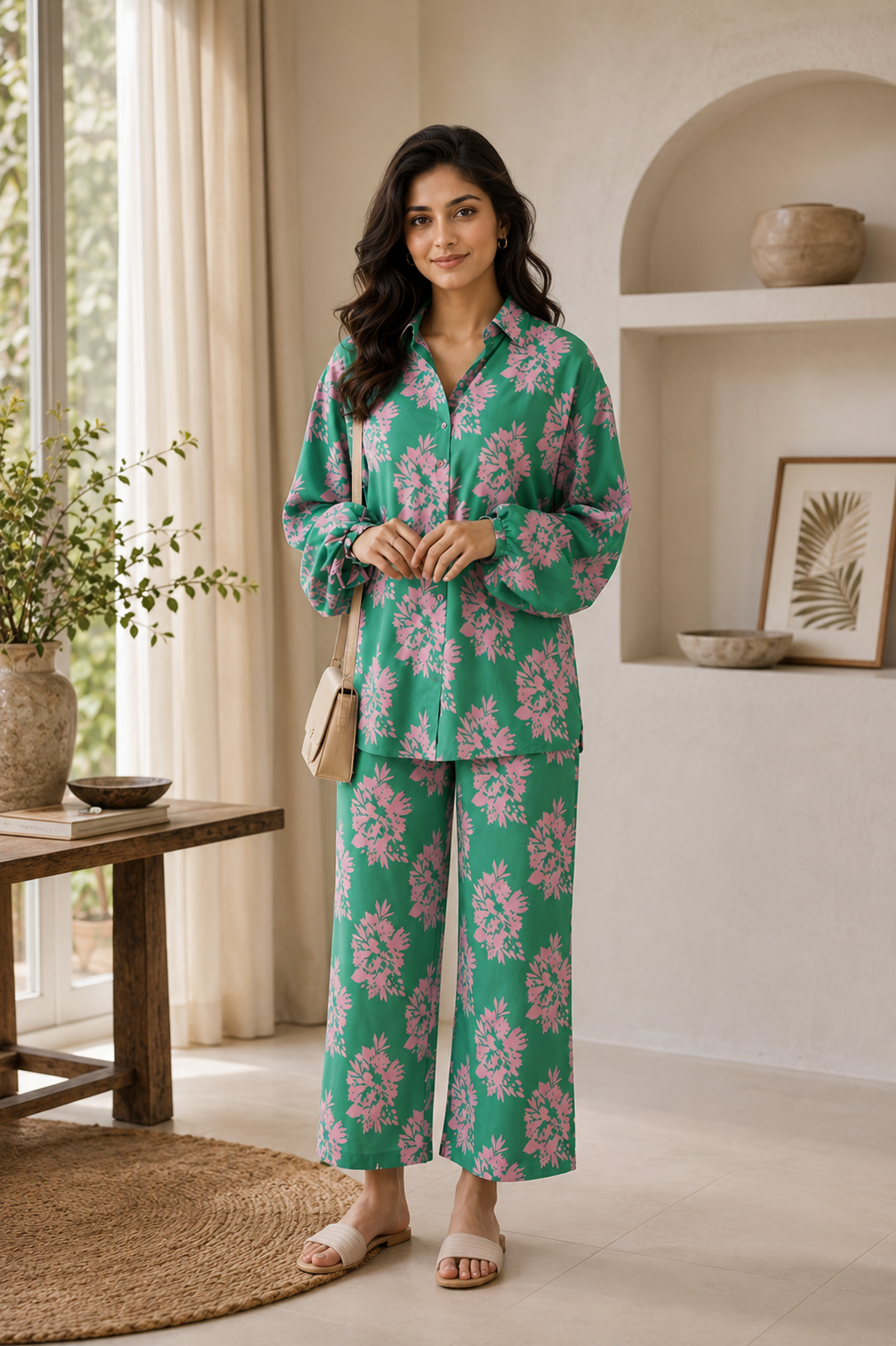 Mint Blossom Georgette Co-ord Set
