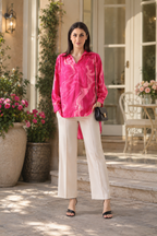 Fuchsia Swirl Crepe Shirt