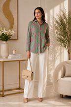 Neon Zebra Print Satin Shirt