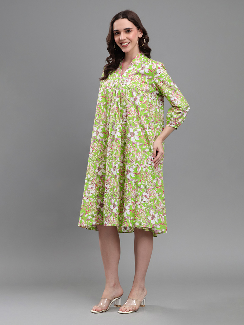 Floral Green Midi Dress - Image 3