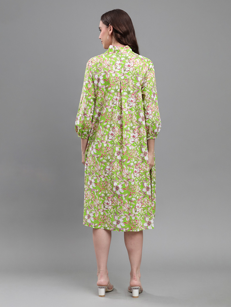 Floral Green Midi Dress - Image 4