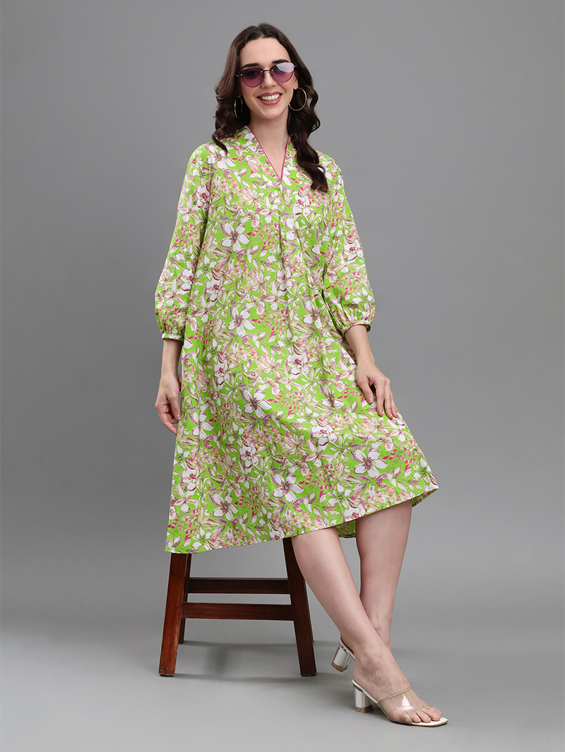 Floral Green Midi Dress - Image 5
