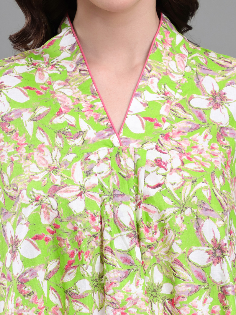 Floral Green Midi Dress - Image 6