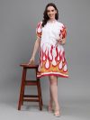 White Flame Print Dress